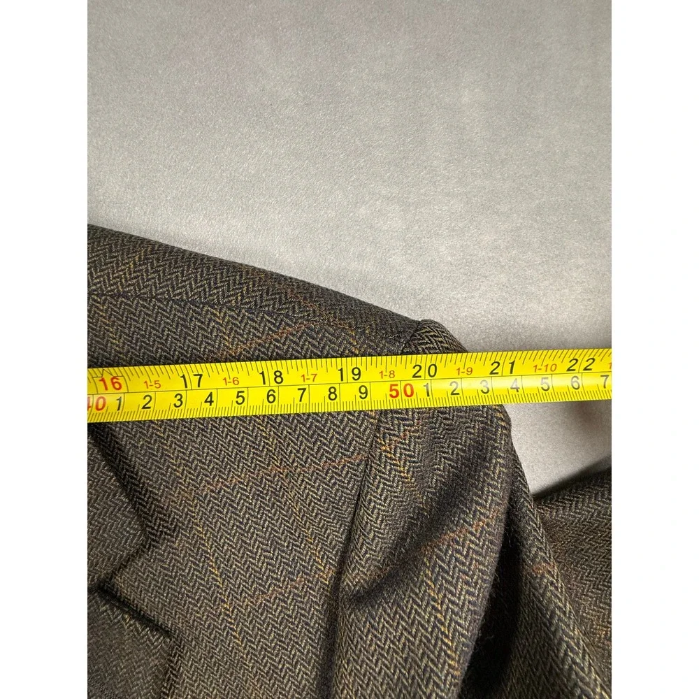 Nordstrom Mens Brown Herringbone Wool Windowpane Sport Coat Blazer Tailored USA